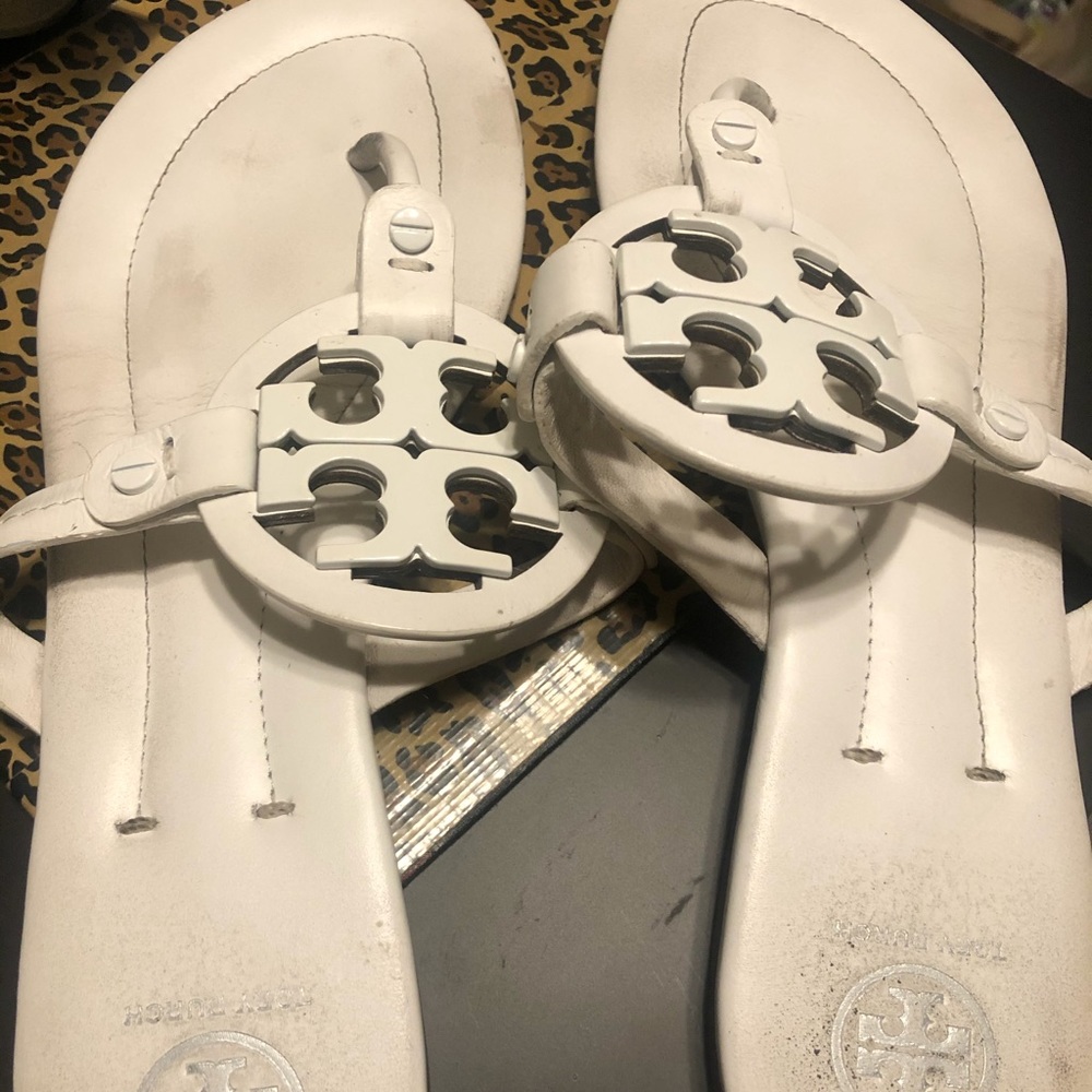 Tory Burch white miller sandals